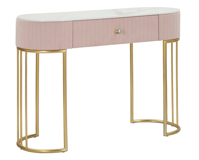 Mauro Ferretti Montpellier Console in metalen stof hout goud wit roze