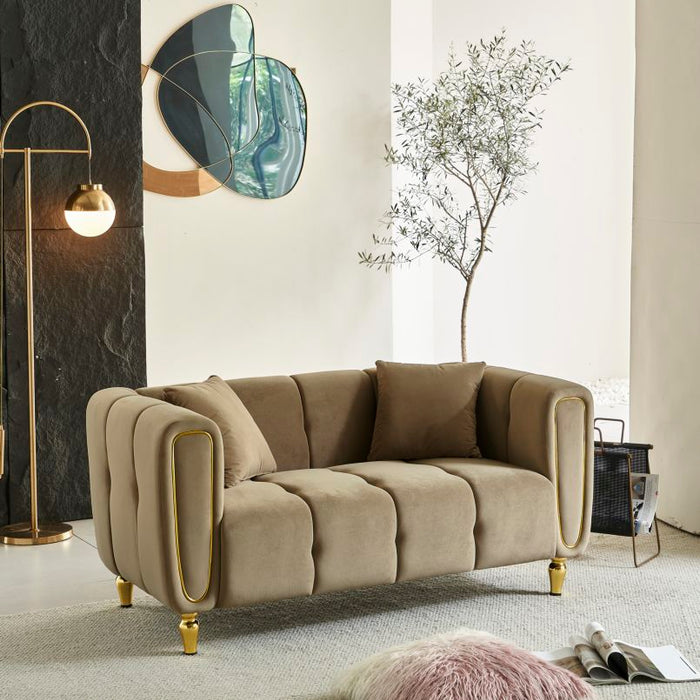 Mauro Ferretti Alma Sofa 2 plaatsen in metaal en fluwelen tortora