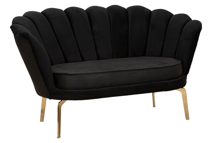 Mauro Ferretti Vienna Sofa van zwarte stof met gouden poten
