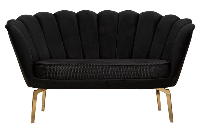 Mauro Ferretti Vienna Sofa van zwarte stof met gouden poten