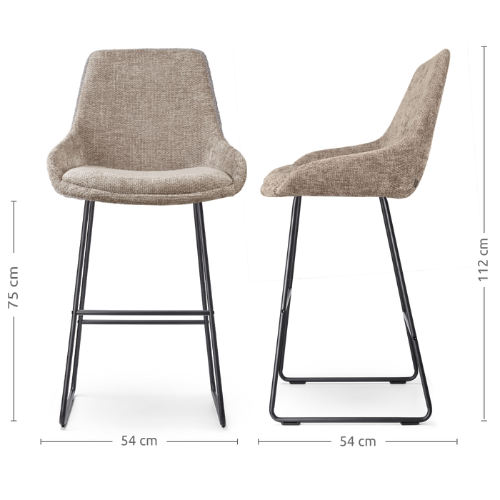 Nolon Nino-Isa Barkruk Bruin - Stof - Zwart Onderstel - 75 cm