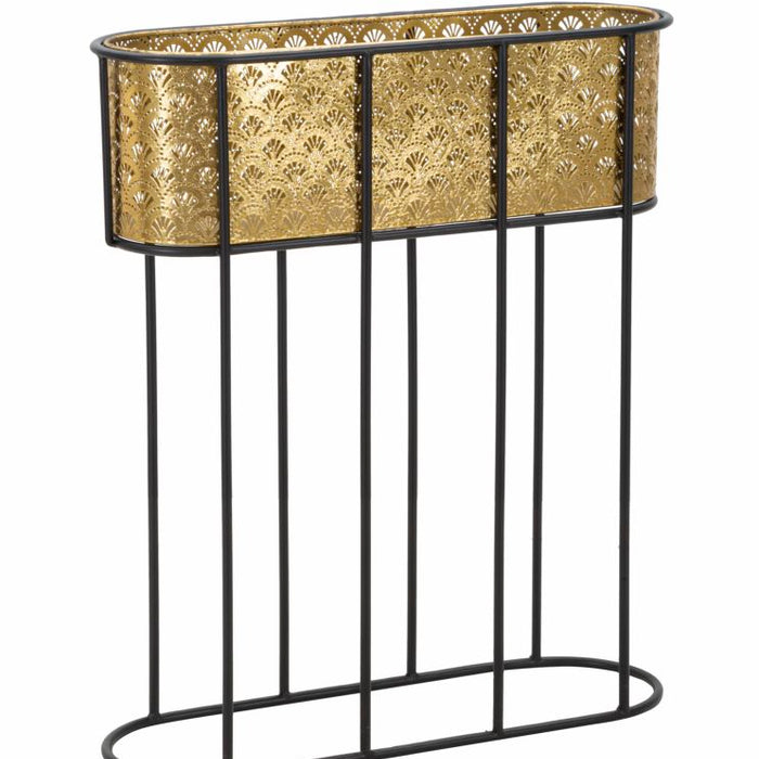 Mauro Ferretti Oval Pothouder in goud metaal met zwarte voet