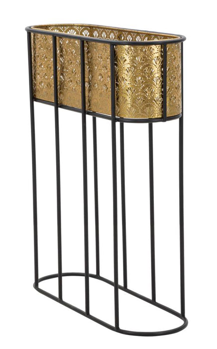 Mauro Ferretti Oval Pothouder in goud metaal met zwarte voet