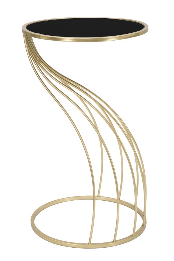 Mauro Ferretti Flush Ronde tafel in goud metaal met zwart blad