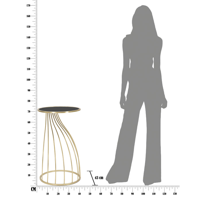 Mauro Ferretti Flush Ronde tafel in goud metaal met zwart blad