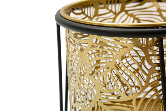 Mauro Ferretti Leavy Set van 2 pothouders in goud en zwart metaal