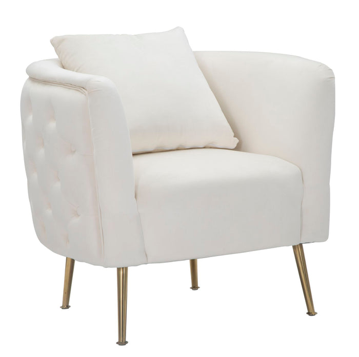 Mauro Ferretti Bucarest Fauteuil in beige stof met gouden poten