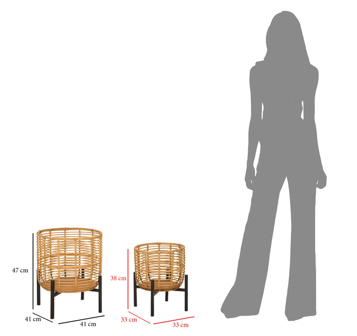 Mauro Ferretti Cebu Set van 2 pothouders in rotan en metaal