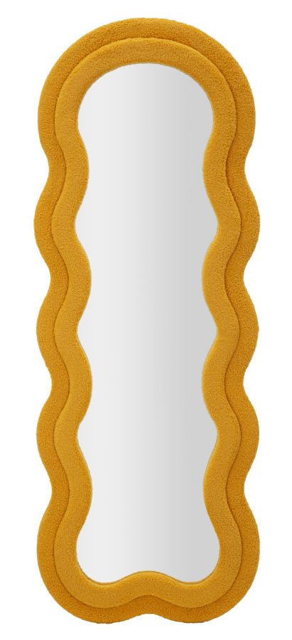 Mauro Ferretti Teddy Wandspiegel in mosterd bouclé