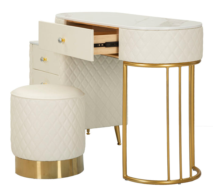 Mauro Ferretti Sharon Imitatie lederen kaptafel met poef