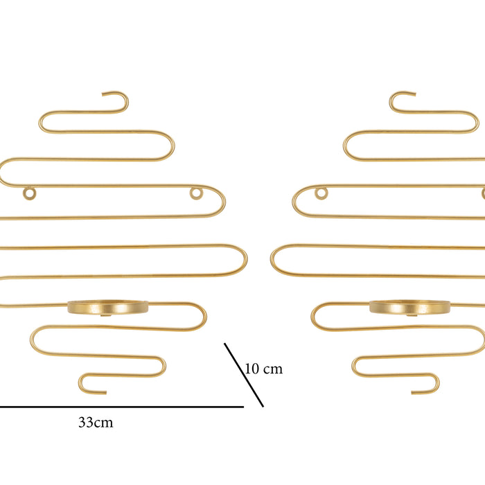 Mauro Ferretti Alid Set van 2 wandkandelaars in goud metaal