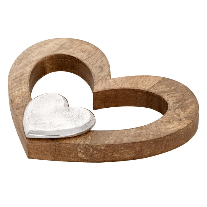 SVJ Decoratieve Hartjes - 3x27x21 cm - Mango Hout - Naturel