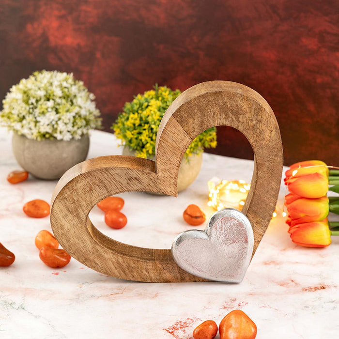 SVJ Decoratieve Hartjes - 3x27x21 cm - Mango Hout - Naturel