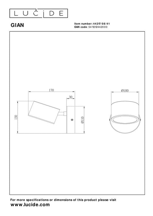 Lucide GIAN Wandlamp - Taupe