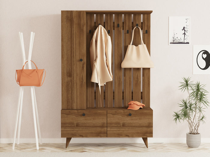 Giga Meubel - Garderobemeubel Walnoot Hout - 112x35x170cm - Lala