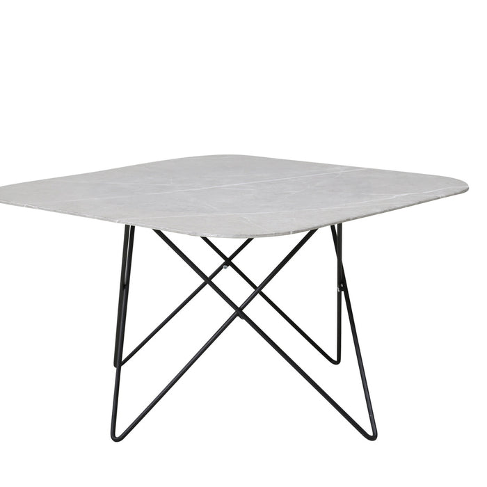 Fjôrd - Salontafel Grijs Marmerlook 80cm - Glas - Tristar