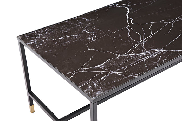 Fjôrd - Salontafel Zwart Goud 130cm - Glas - Dipp
