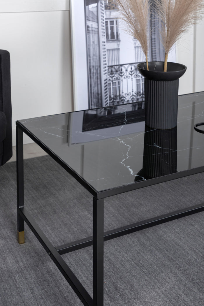 Fjôrd - Salontafel Zwart Goud 130cm - Glas - Dipp