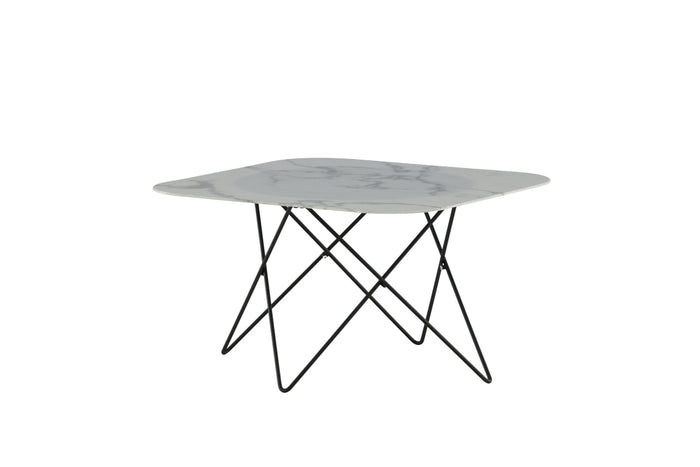 Fjôrd - Salontafel Wit Marmerlook 80cm - Glas - Tristar