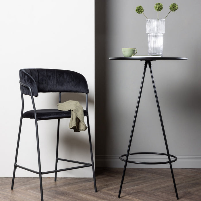 Fjôrd - Bartafel Zwart Ø60cm - Fineer - Bistro