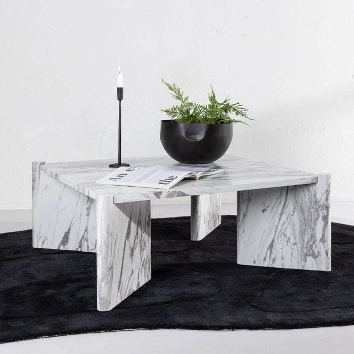 Fjôrd - Salontafel Wit Marmerlook 100cm - MDF - Rogaland