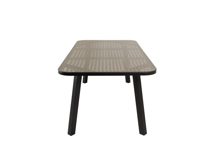 Fjôrd - Tuintafel Zwart Wicker 200cm - Glas - Paola