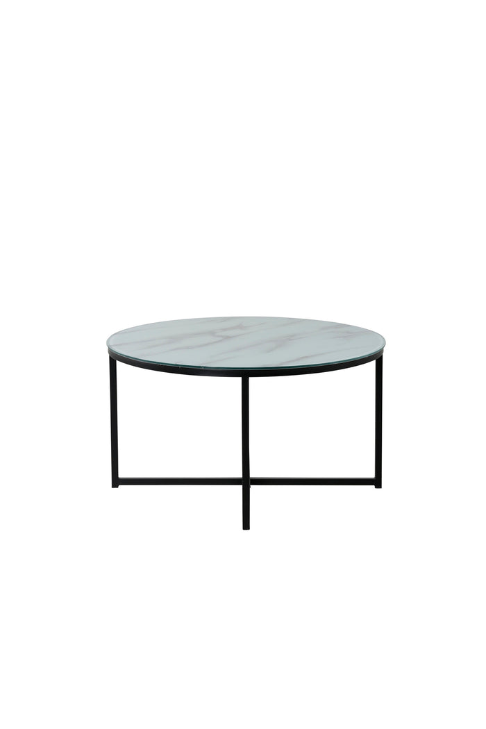 Fjôrd - Salontafel Zwart Glas Ø80cm - Marmer - Rock