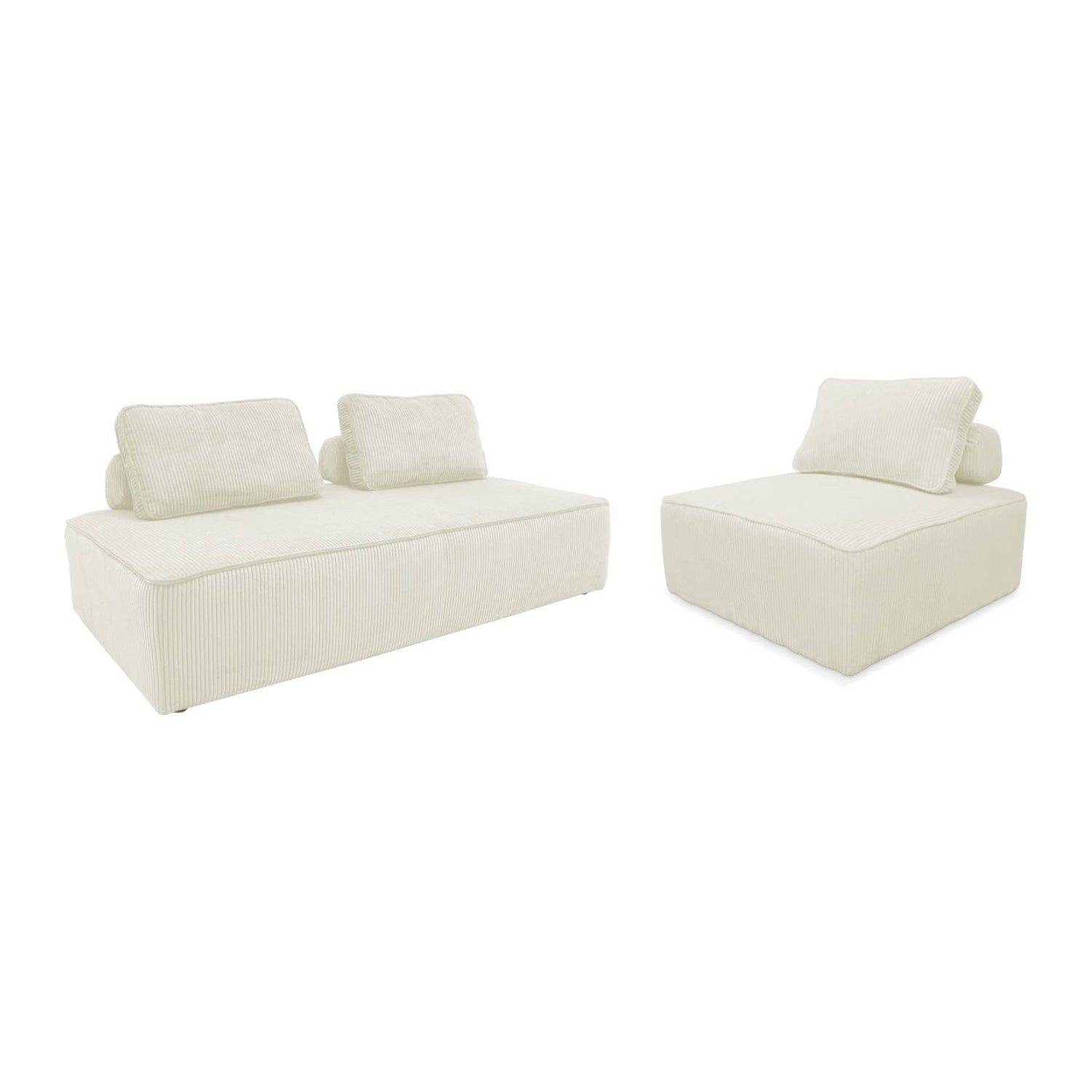 sweeek - Set van fauteuils voor modulaire bank 3 zitplaatsen corduroy