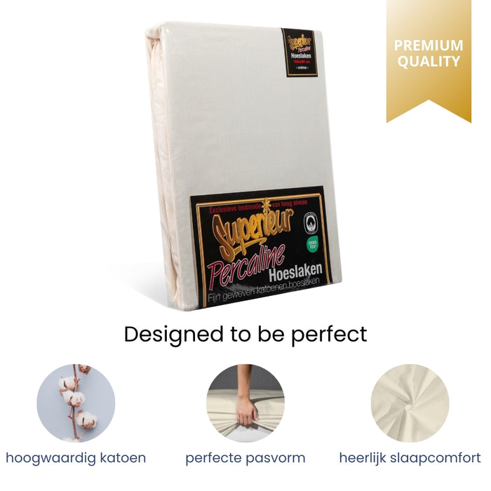 Superieur - Hoeslaken -  Katoen - Crème - 70x200cm