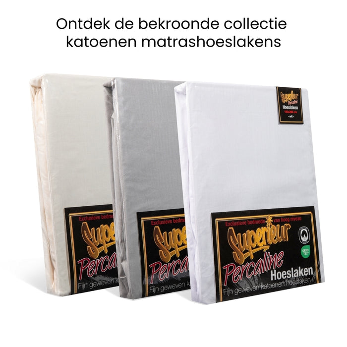 Superieur - Hoeslaken -  Katoen - Crème - 90x200cm