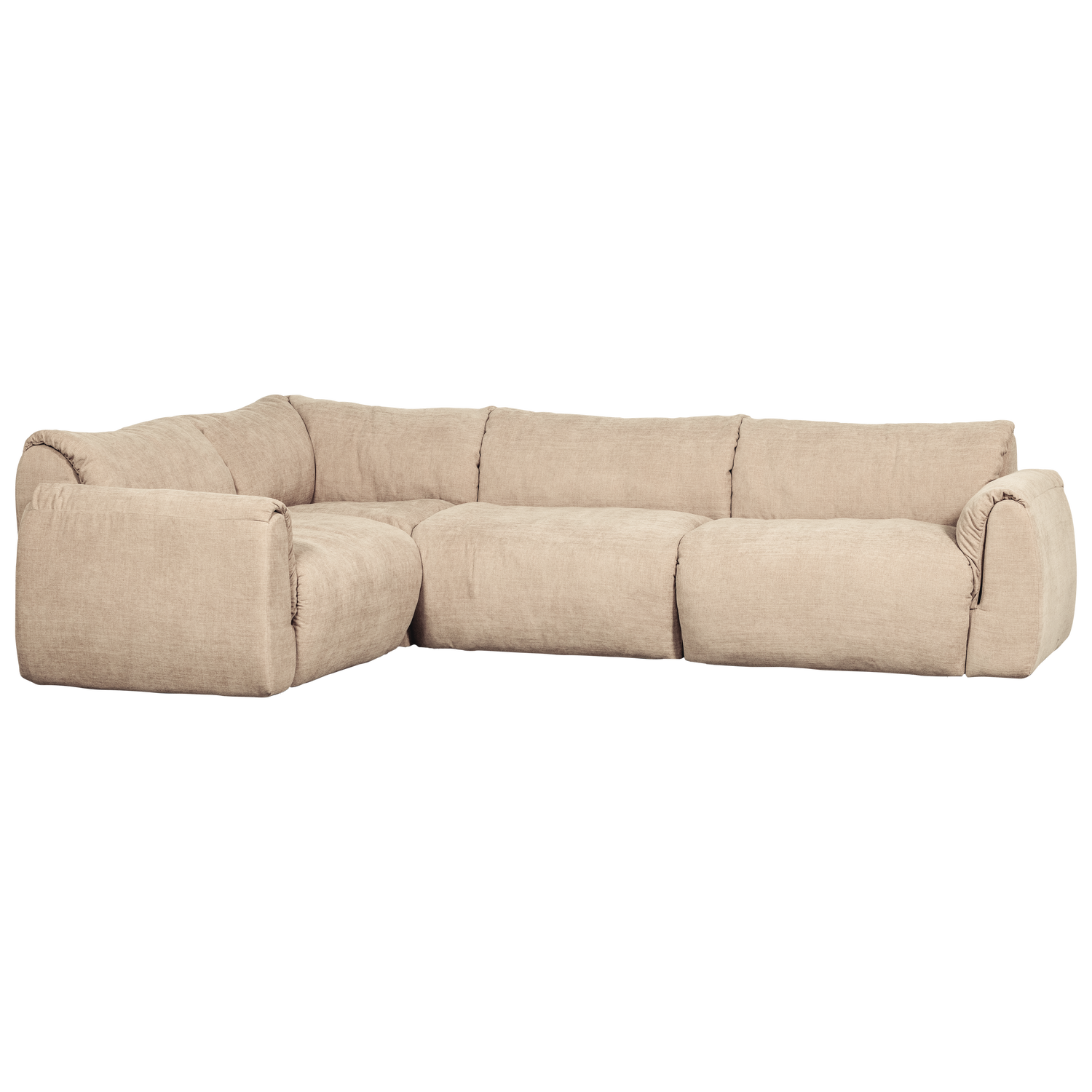 WOOOD Baggy Hoekbank Links - Geweven Chenille - Zand - 81x301x210