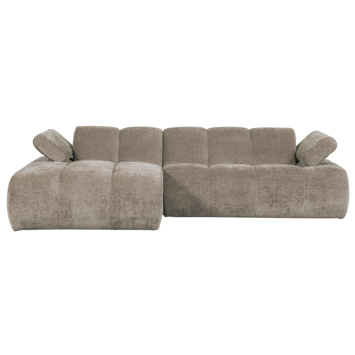 WOOOD Mojo Chaise Longue Bank Links - Geweven Ribstof - Donker Zand