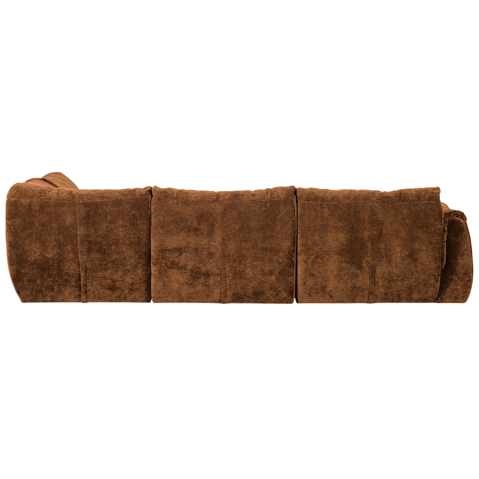 WOOOD Baggy Hoekbank Rechts - 3D Chenille - Midden Bruin - 81x396x214