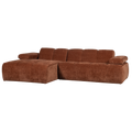 WOOOD Mojo Chaise Longue Bank Links - Geweven Ribstof - Roest Bruin