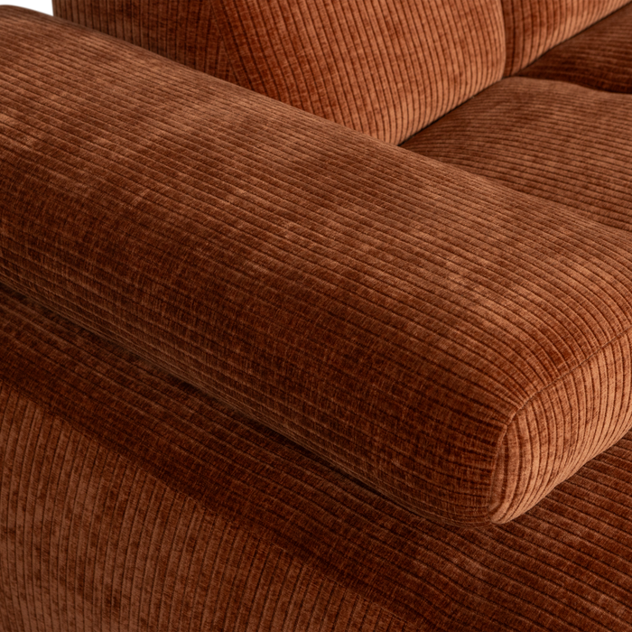 WOOOD Mojo Chaise Longue Bank Links - Geweven Ribstof - Roest Bruin