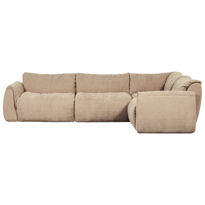 WOOOD Baggy Hoekbank Rechts - Geweven Chenille - Zand - 81x396x214