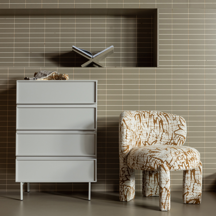 WOOOD Upke Fauteuil Met Dessin - Polyester - Naturel|Bruin - 76x75x69