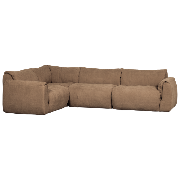 WOOOD Baggy Hoekbank Links - Geweven Chenille - Bruin - 81x301x210