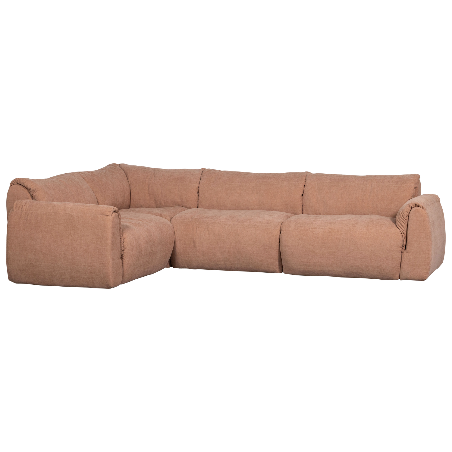 WOOOD Baggy Hoekbank Links - Geweven Chenille - Oud Roze - 81x301x210