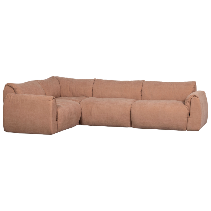 WOOOD Baggy Hoekbank Links - Geweven Chenille - Oud Roze - 81x301x210
