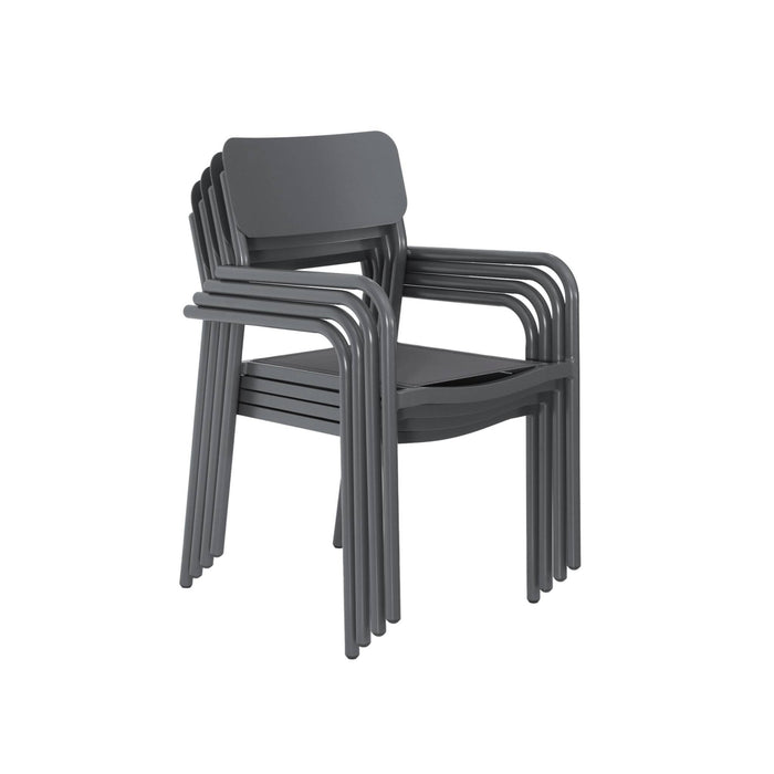 sweeek - Stapelbare tuinstoelen van aluminium en textileen (Set van 4)