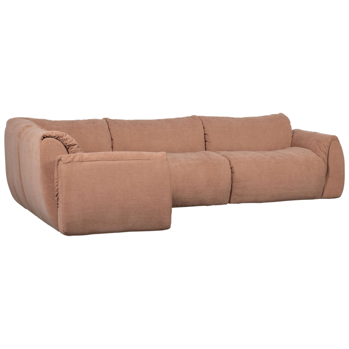 WOOOD Baggy Hoekbank Links - Geweven Chenille - Oud Roze - 81x301x210