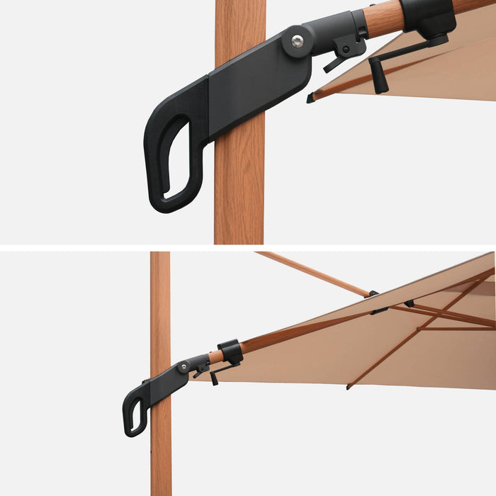 sweeek - Rechthoekige parasol 3x4m, mast met houtlook