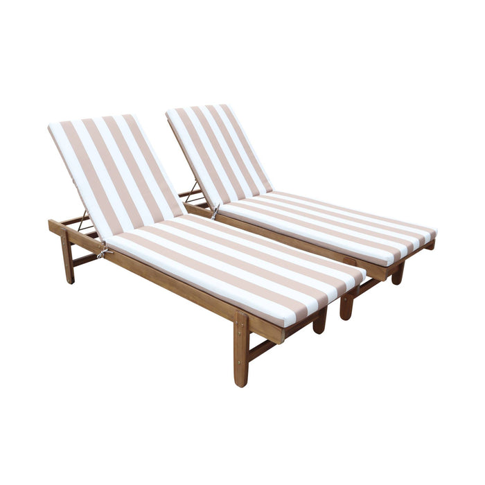 sweeek - Houten ligstoel met meerdere standen en wielen (set van 2)