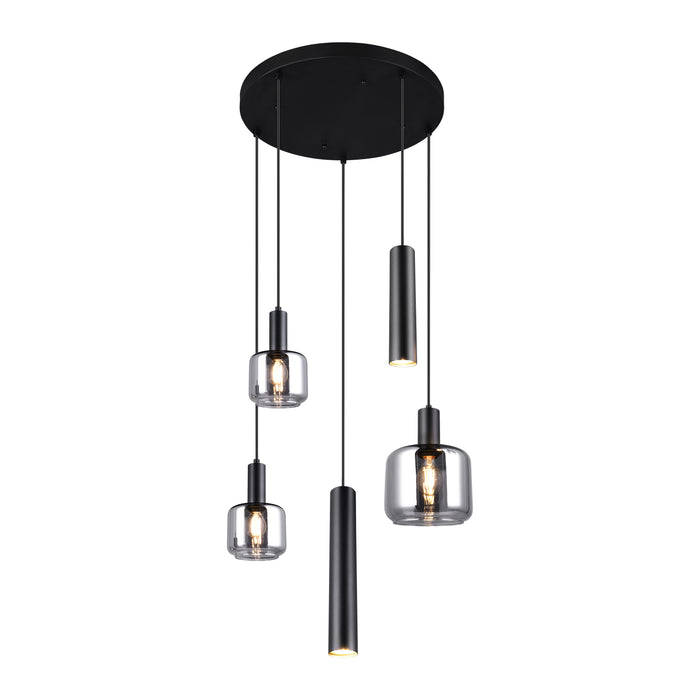 Trio Mataro Hanglamp 5-lichts - Zwart Mat