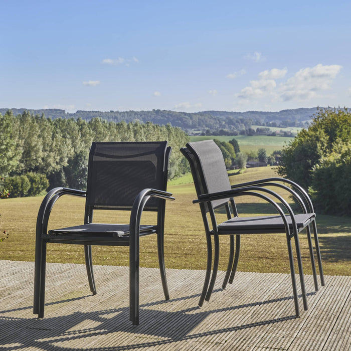 sweeek - Tuinstoel van aluminium en textilene (Set van 4)