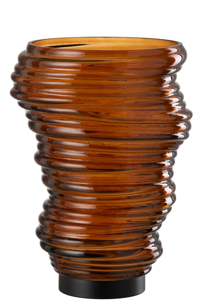 J-Line vaas Tornado - glas - bruin - large - 27.5 cm hoog