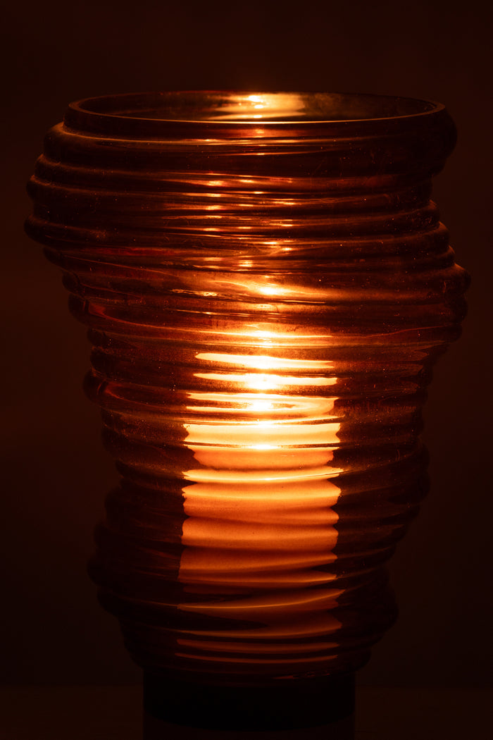 J-Line vaas Tornado - glas - bruin - large - 27.5 cm hoog