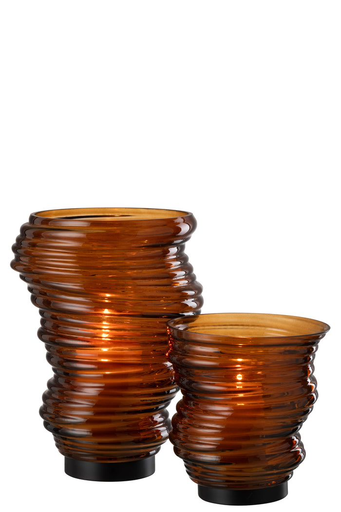 J-Line vaas Tornado - glas - bruin - large - 27.5 cm hoog