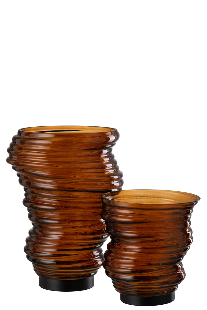 J-Line vaas Tornado - glas - bruin - large - 27.5 cm hoog